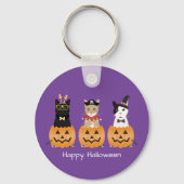 Happy Halloween Cats Jack O Lantern Sleutelhanger (Achterkant)