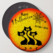 Happy Halloween Cats Round Button (Voorkant /achterkant)