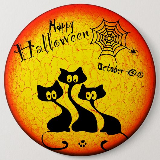 Happy Halloween Cats Round Button (Voorkant)