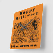 Happy Halloween Character Vierkante Klok (Hoek)
