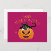 Happy Halloween Chat fun Carte postale (Devant / Derrière)
