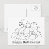 Happy Halloween Chat Visage Colorier Cadeau Cartes (Devant / Derrière)