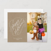 Happy Halloween Chic Handbriefed Photo Rustic Briefkaart (Voorkant / Achterkant)