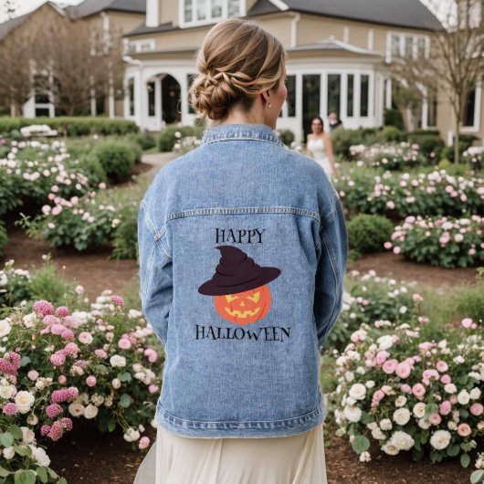 Happy Halloween Citrouille Denim Jacket - Automne (Mariage Retour)