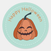 Happy Halloween Citrouille Sticker Étiquette rond (Devant)