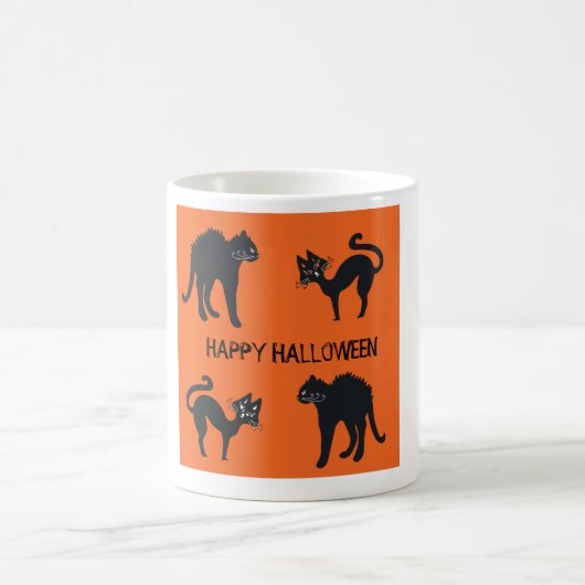 Happy Halloween Classique Mug Blanc Chats Noirs (Centre)