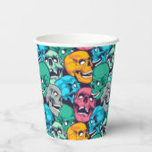 Happy Halloween Colorful Skull Pattern Papieren Bekers (Achterkant)