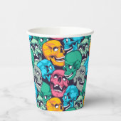 Happy Halloween Colorful Skull Pattern Papieren Bekers (Links)