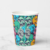 Happy Halloween Colorful Skull Pattern Papieren Bekers (Rechts)