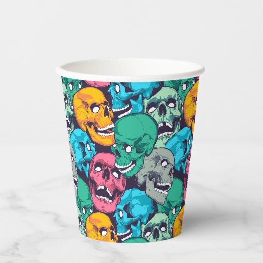 Happy Halloween Colorful Skull Pattern Papieren Bekers (Voorkant)