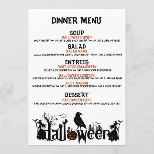 Happy Halloween Concept Design Diner Menu (Dos)