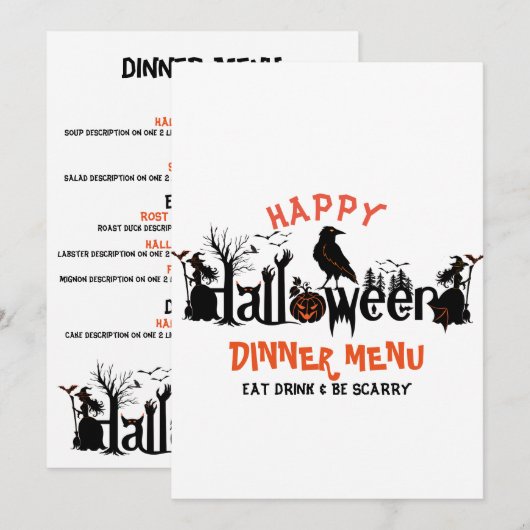 Happy Halloween Concept Diner Menu (Voorkant / Achterkant)