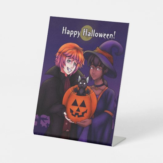 Happy Halloween Costumes Reclamebord Met Voetstuk (Voorkant)