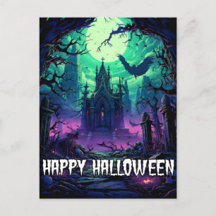 Happy Halloween   Creepy Haunted House Briefkaart