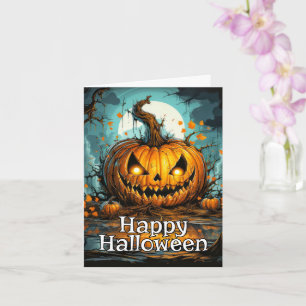 Happy Halloween   Creepy pompoen illustratie Kaart