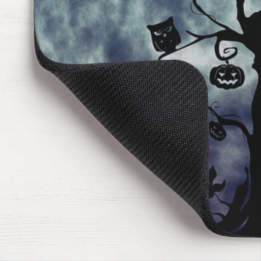 Happy Halloween Creepy Uilen op een boom Mousepad Muismat (Hoek)