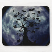 Happy Halloween Creepy Uilen op een boom Mousepad Muismat (Voorkant)