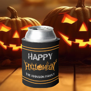 Happy Halloween Custom Black Oranje Party Blikjeskoeler