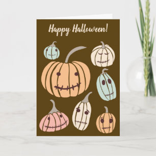 Happy Halloween Custom Message Pastel Pumpkins Kaart