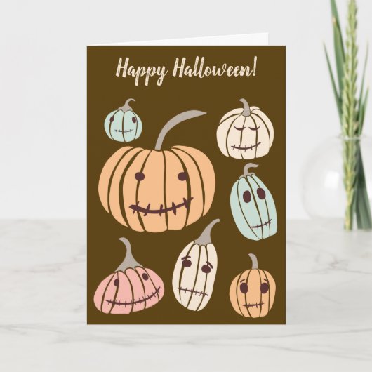 Happy Halloween Custom Message Pastel Pumpkins Kaart (Voorkant)