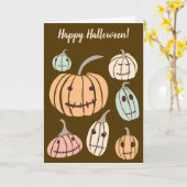 Happy Halloween Custom Message Pastel Pumpkins Kaart (Gele Bloem)