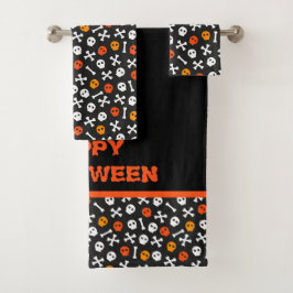 Happy Halloween Cute Botten en Skulls Bad Handdoek