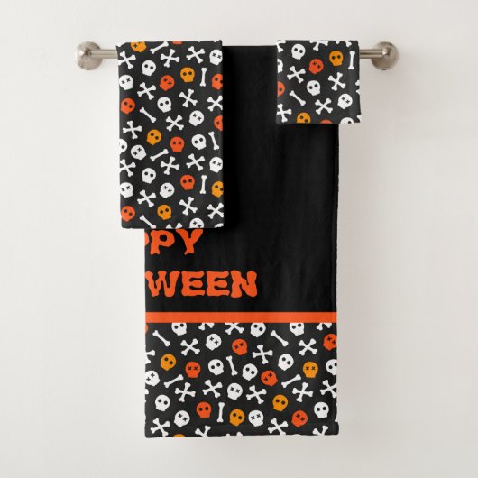 Happy Halloween Cute Botten en Skulls Bad Handdoek (Insitu)