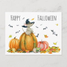 Happy Halloween Cute Cartoon Witch Mouse Briefkaart