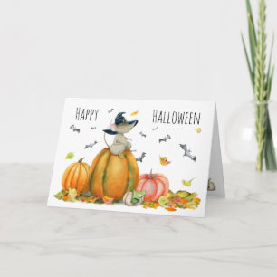 Happy Halloween Cute Cartoon Witch Mouse Kaart
