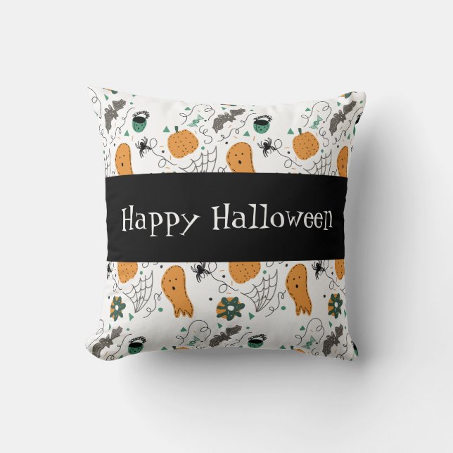 Happy Halloween Cute Ghost Doodles Pattern Kussen (Voorkant)