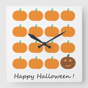 Happy Halloween Cute Pumpkin Patch Vierkante Klok