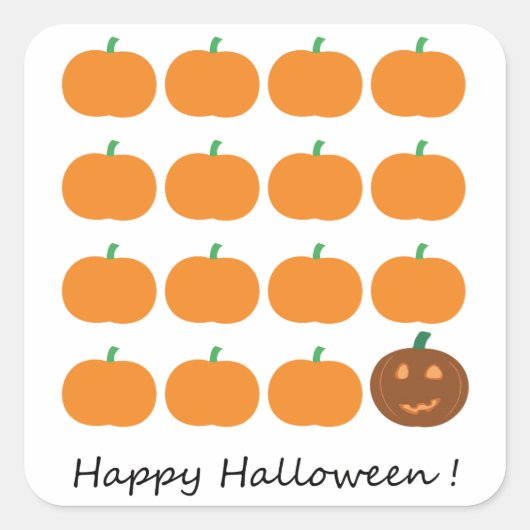 Happy Halloween Cute Pumpkin Patch Vierkante Sticker (Voorkant)