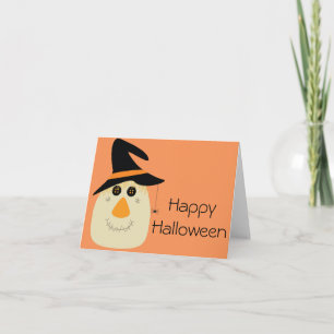 Happy Halloween Cute Scarecrow en Spider Kaart