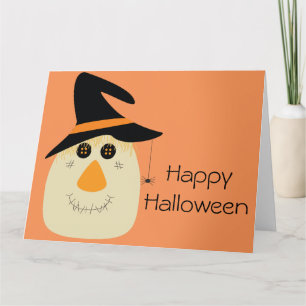 Happy Halloween Cute Scarecrow en Spider Kaart