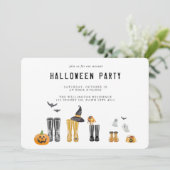 Happy Halloween Cute Spooky Waterverf Party Kaart (Staand voorkant)