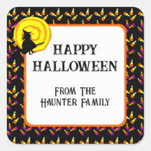 Happy Halloween Cute Witch Candy Corn Pattern