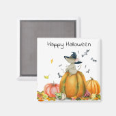 Happy Halloween Cute-witmuis Magneet (Voorkant / Achterkant)