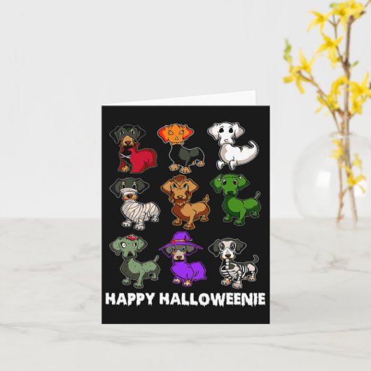 Happy Halloween Dachshund Halloween Gi Kaart (Gele Bloem)