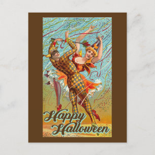 Happy Halloween Dancing Jester Masquerade Briefkaart