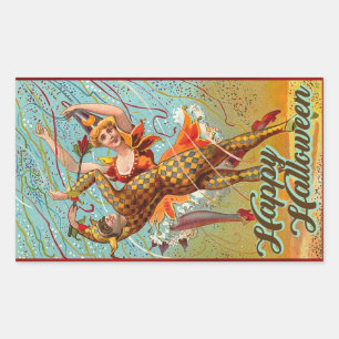 Happy Halloween dansen in Jester Costume Rechthoekige Sticker