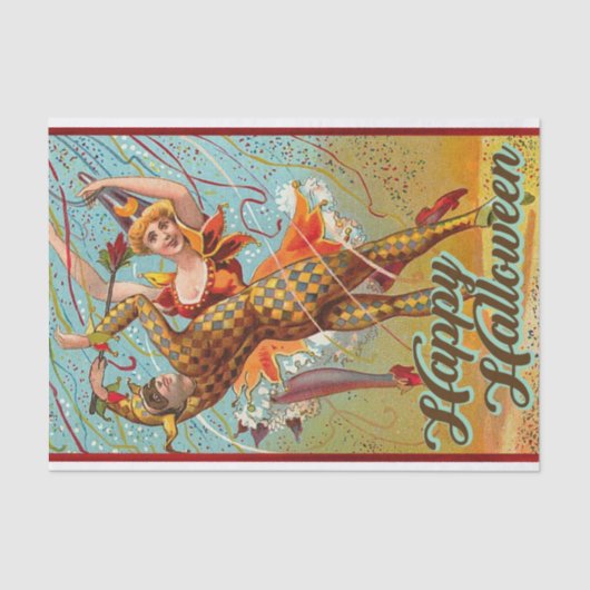 Happy Halloween dansen in Jester Costume Tissuepapier (Voorkant)