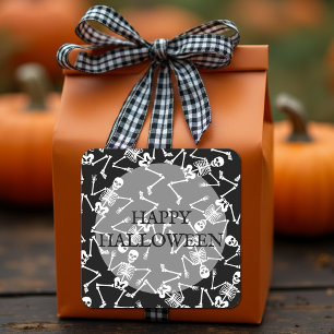 Happy Halloween dansende skeletten Vierkante Sticker