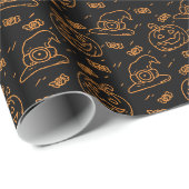 Happy Halloween Ditzy Motif | Papier cadeau (Coin rond)