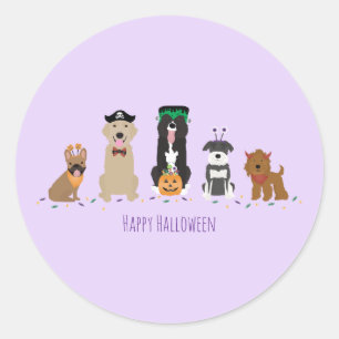 Happy Halloween Dogs Paars Ronde Sticker
