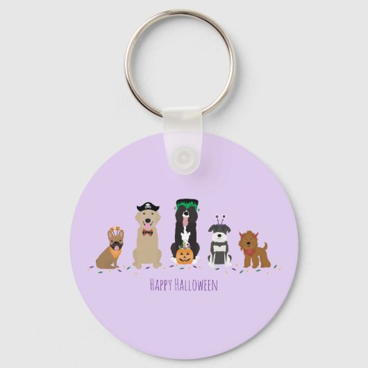 Happy Halloween Dogs Paars Sleutelhanger (Voorkant)