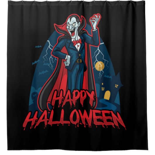 Happy Halloween Dracula Douchegordijn (Voorkant)