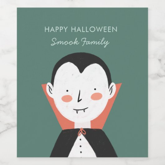 Happy Halloween Dracula Wijn Etiket (Enkel label)