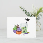 Happy Halloween Drinken & Desserts Feestdagenkaart (Staand voorkant)