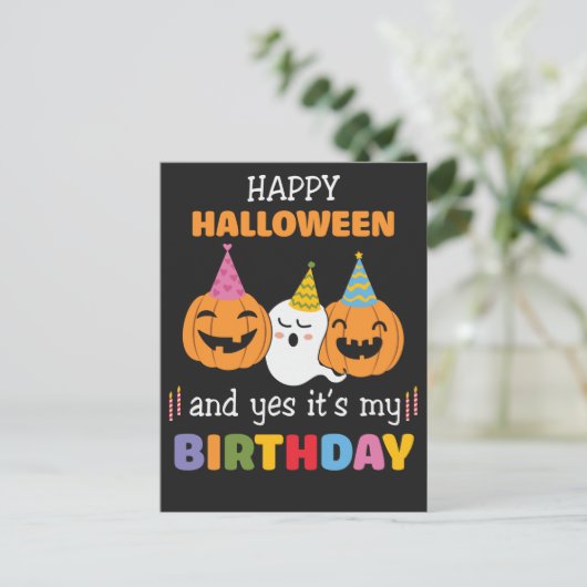 Happy Halloween en ja, het is mijn Birthday Briefk Briefkaart (Staand voorkant)