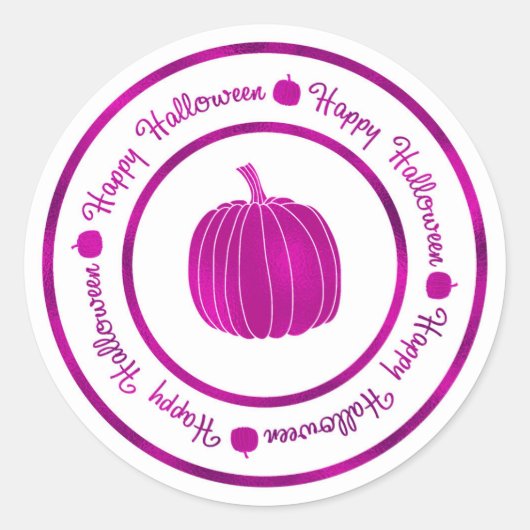 Happy Halloween en Pumpkin Paars Shine Glam Trendy Ronde Sticker (Voorkant)